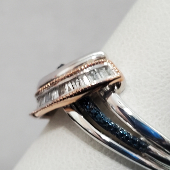 Diamond Ring Sterling & 10K Rose Gold Size 7 - Picture 8 of 14